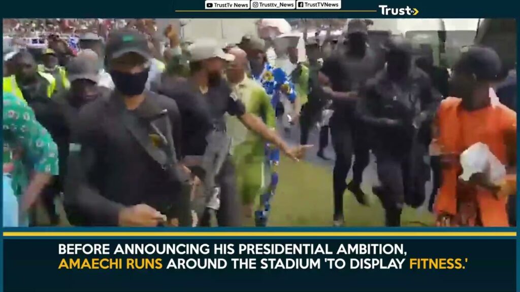 Amaechi Runs Around The Stadium ‘to Display Fitness.’