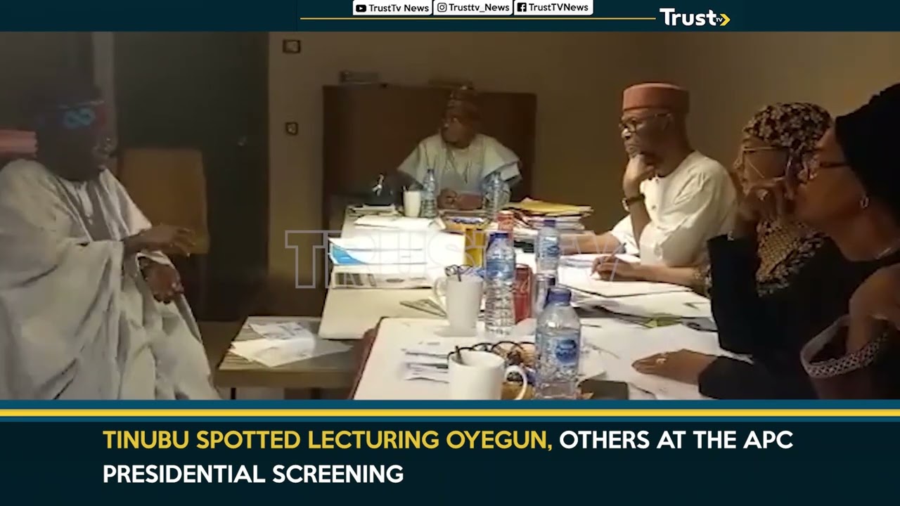 Tinubu Spotted Lecturing Oyegun, Others At The APC Presidential Screening