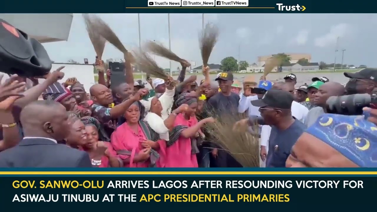 Gov. Babajide Sanwo-Olu Arrives Lagos State After Resounding Victory For Asiwaju Tinubu