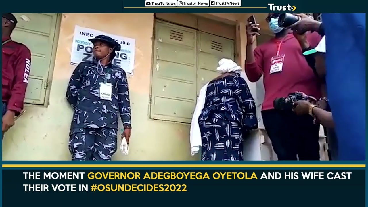 The Moment Governor Adegboyega Oyetola And His Wife Cast Their Vote In #OSUNDECIDES2022