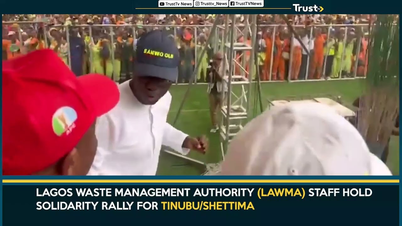 Lagos Waste Management Authority (LAWMA) Staff Hold Solidarity Rally For Tinubu/Shettima