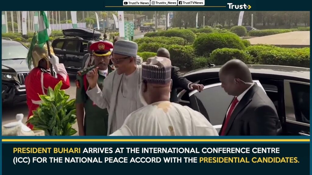 President Buhari Arrives At The International Conference Centre (ICC) For The National Peace Accord
