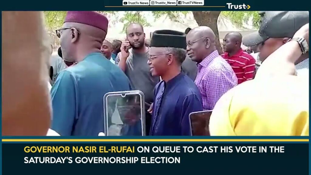 Governor Nasir El-Rufai On Queue To Cast His Vote In The Saturday’s Governorship Election
