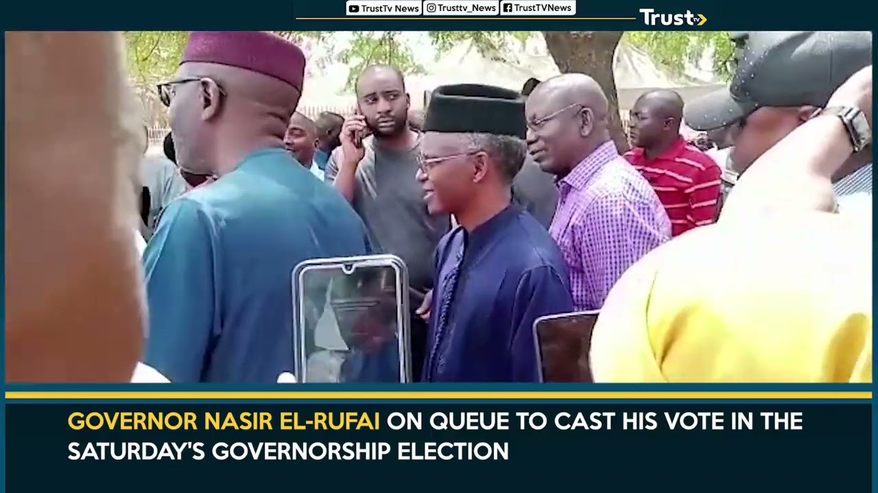 Governor Nasir El-Rufai On Queue To Cast His Vote In The Saturday’s Governorship Election