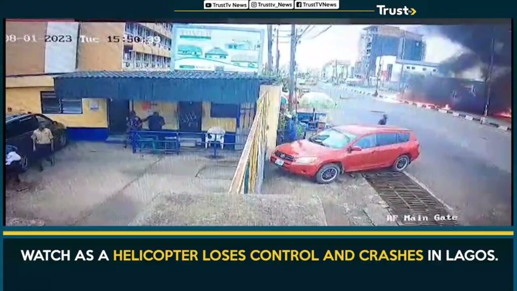 HELICOPTER LOSES CONTROL AND CRASHES IN LAGOS