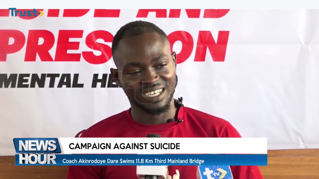 Campaign Against Suicide: Coach Akinrodoye Dare swims 11.8 Km Third Mainland Bridge