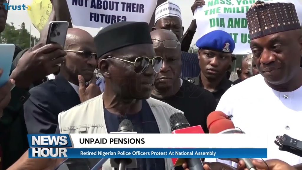 Retired Nigerian police officers protest at National Assembly over unpaid pension