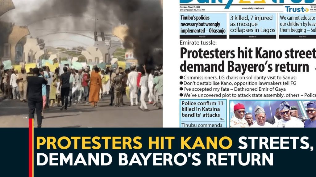 Protesters hit Kano streets, demanding Bayero’s return + more