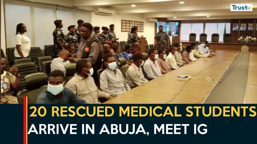 Benue Abduction: 20 rescued medical students arrive in Abuja, meet IG