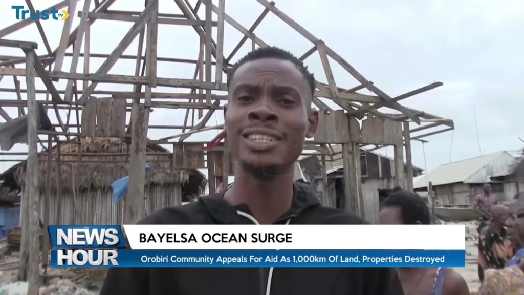 Bayelsa Ocean Surge: Orobiri community appeals for aid as 1,000km of land and properties destroyed