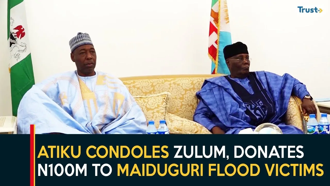 Maiduguri Floods: Atiku consoles with Zulum, donates N100m to survivors