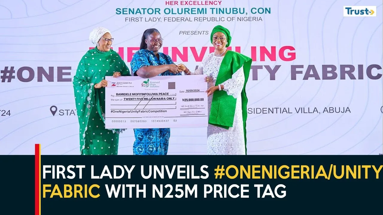 First lady unveils #OneNigeria/UnityFabric with N25m price tag