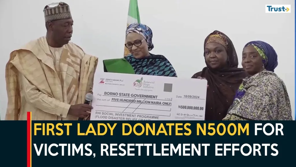 Borno Flood: First lady donates N500M for victims, resettlement efforts