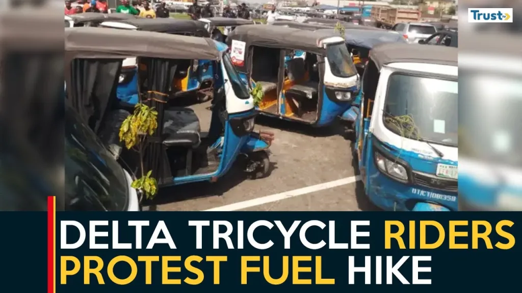 Fuel Price Hike: Tricycle riders protest, disrupt business activities in Delta 