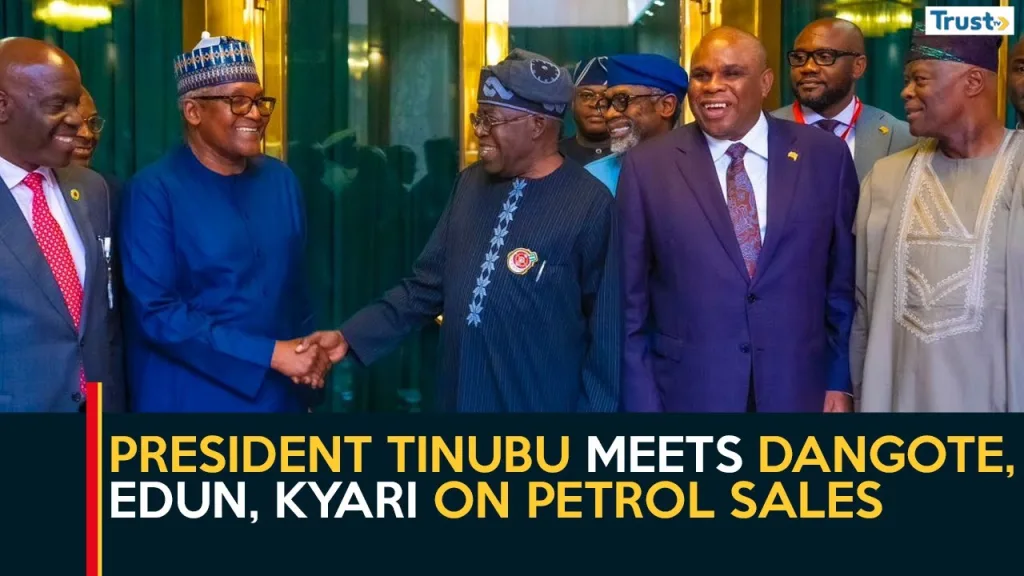 President Tinubu meets Dangote, Edun, Kyari on petrol sales