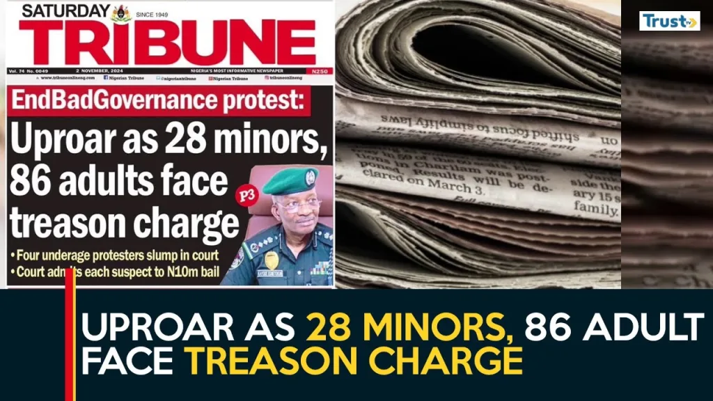 Uproar as 28 minors, 86 adults face treason charge + more stories