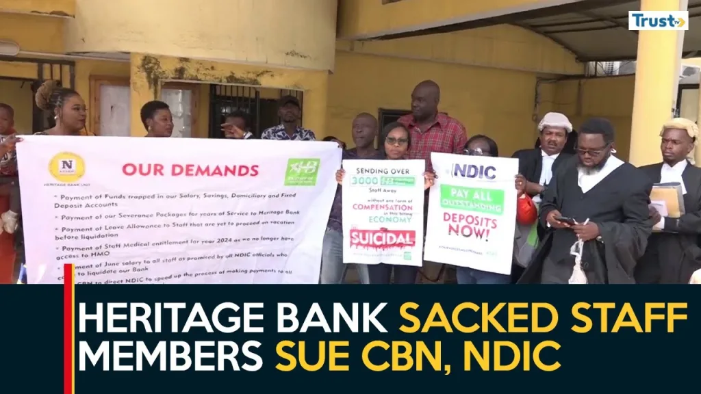 Heritage Bank Crisis: Sacked staff members sue CBN, NDIC over unpaid entitlements