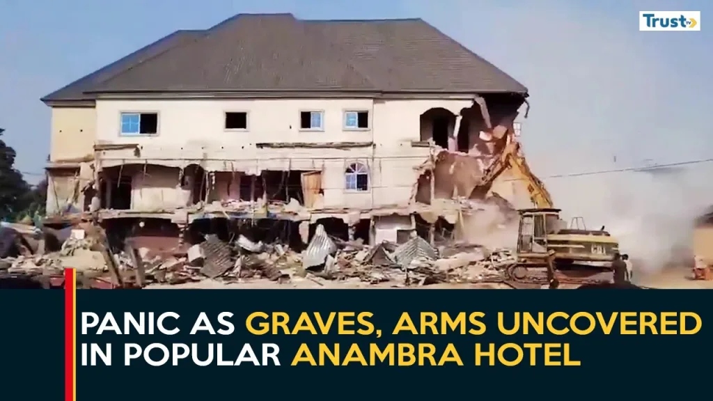 Panic as graves, arms uncovered in popular Anambra hotel