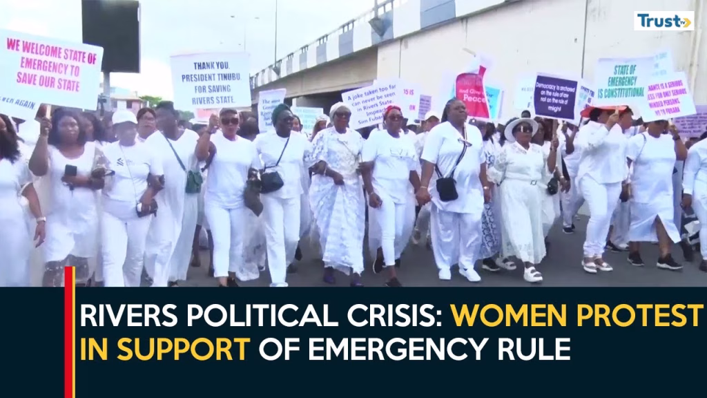 Rivers Political Crisis: Women protest in support of emergency rule, say it is constitutional