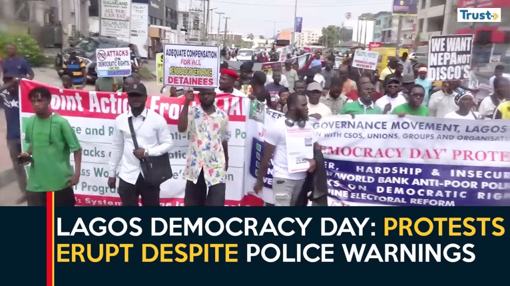 Lagos Democracy Day: Protests erupt despite police warnings as Nigerians decry rising hardship