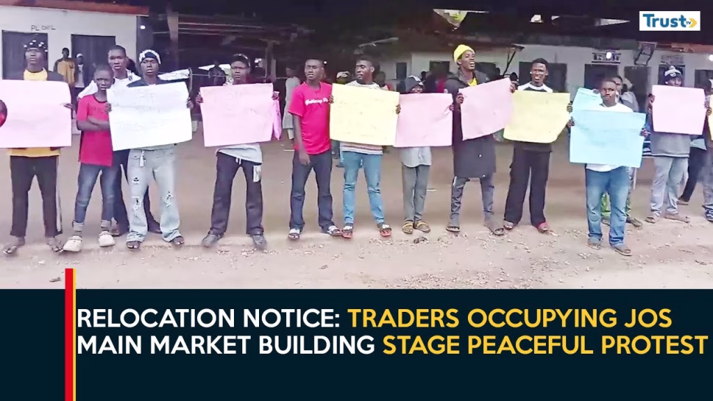 Relocation Notice: Traders occupying Jos main market building stage peaceful protest